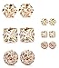 LOYALLOOK 6 Pairs Assorted Stainless Steel Fireball Stud Earrings with Champagne CZ Stud Earrings Set for Men Women, 4-7mm