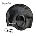 Bezzee-Pro Swim Cap Unisex Adult Men Women Waterproof Oversized Silicone Swimming caps with Earplugs and Nose Clips, Black