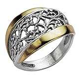 PZ ♥925 Sterling Silver 14K Yellow Gold Lace Ring