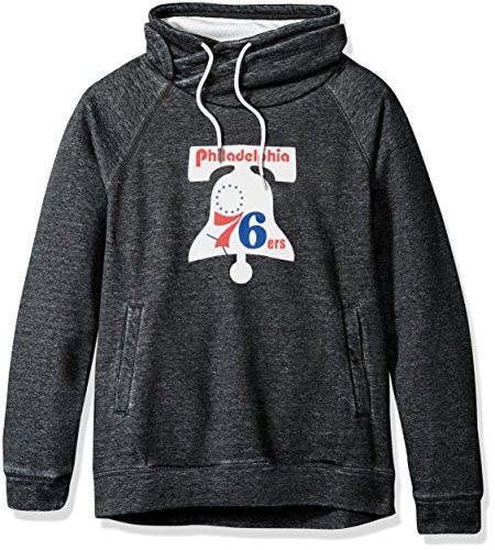 Touch by Alyssa Milano NBA Philadelphia 76Ers Adult Women Spiral Sweatshirt, Large, Charcoal Grey