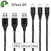 Xcords(TM) 3Pack 6Ft Nylon Braided 8 Pin Lightning to USB Cable Data Syncing Cord Compatible with iPhone 7/ 7 Plus/6/ 6 Plus/ 6s/ 6s Plus /5/5s/5c/SE/iPad/iPod/Beats Pill+(Black&Coral)