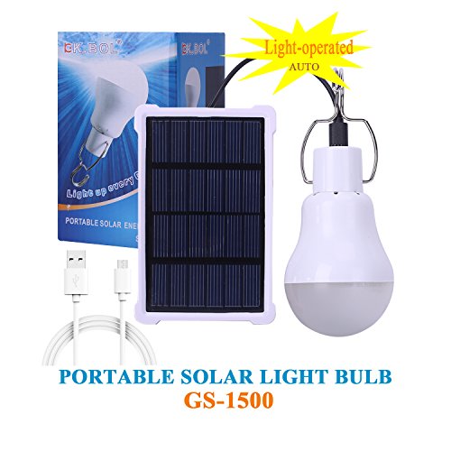 KK.BOL Solar Light Bulb Portable Rechargeable Solar Lamp for Indoor Outdoor Lights Emergency Fishing Camping Chicken coop Lamp Pet House Light (2PCS S1500)