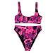Dixperfect Two Pieces Bikini Sets Swimsuit Sports Style Low Scoop Crop Top High Waisted High Cut Cheeky Bottom (XL, Camouflage Pink)