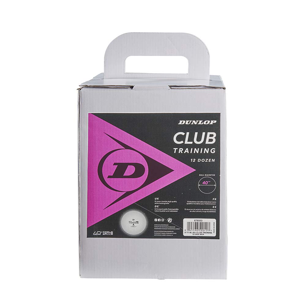 Dunlop Club Training 144 Table Tennis Balls, White, Box of 144, White TT Balls, Training, Beginners and Advanced Players
