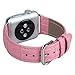 TOROTOP Pink Genuine Leather Crocodile Pattern Watch Band Replacement Strap for Apple Watch 38mm Model with Silver Deployment Clasp