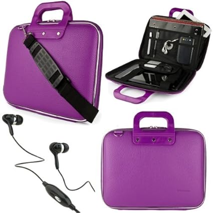 SumacLife Cady 10.1-inch Tablet Messenger Bag for Asus Chromebook Flip C100 with Black Headphones (Purple) by SumacLife