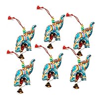 Rastogi Handicrafts Elephant Bell Hanging Layer Set of 6 Home Christmas Hanging Decorative Ornaments Multi Colored Indian Traditional (TERQUISE)