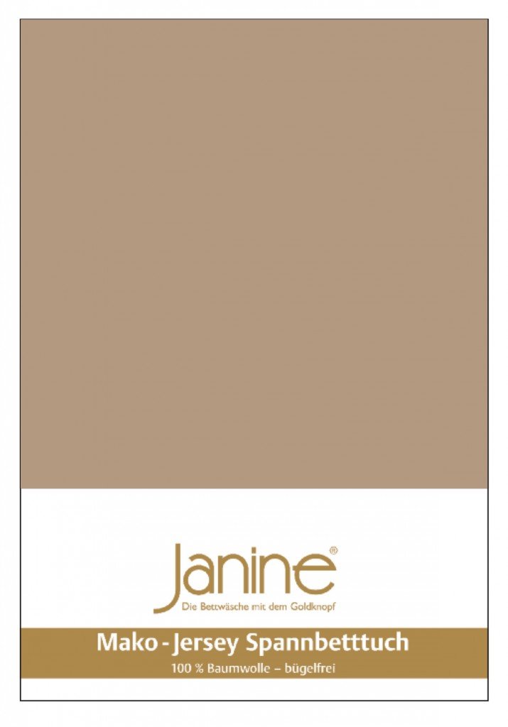Janine Fitted Sheet 5007 Mako Jersey 180/200 to 200/200 cm Nougat Colour 37