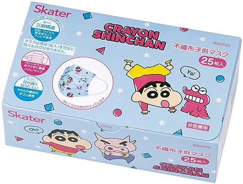 スケーター(Skater) 不織布 マスク 子供用 25枚 クレヨンしんちゃん 箱入り 三層構造 MSKP25-A