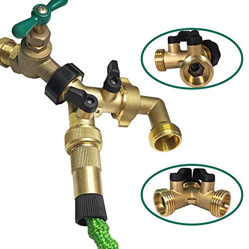 HQMPC Hose Splitter Garden Hose Y Valve 2 Way Valve Brass Y Valve Water Outdoor Garden Hose