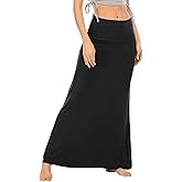 LYANER Women's Casual High Waist Solid Flare Long Maxi Skirt