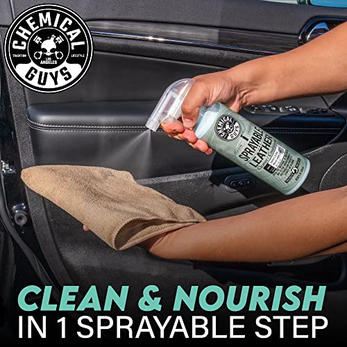 Chemical Guys Sprayable Leather Cleaner and Conditioner in One for Car Interiors, Apparel, and More (Works on Natural, Synthetic, Pleather, and More) Leather Scent, 473 ml
