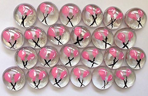 Glass Gems Hand Painted Original by Lauri - Party Favors, Mosaic Tile, Table Confetti, Jewelry Making, Bag Fillers - Balloons - Pink