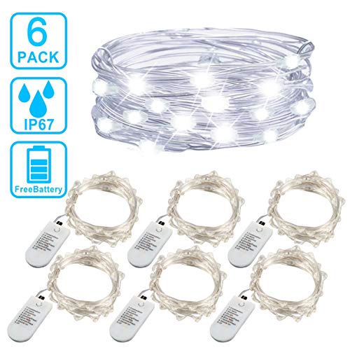 3PCS Fairy String Cool White Changing Twinkle Lights with Remote, 6.5ft 20 LED's,CR2032 Battery Powered, Indoor Decorative Silver Wire Bedroom,Patio,Outdoor Garden,Stroller - Thumbnail 5