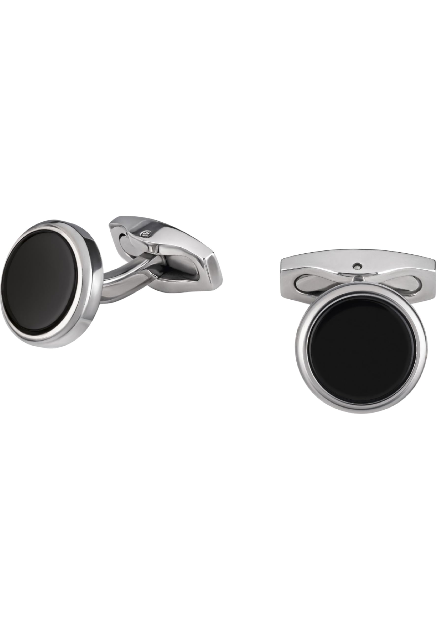 Breil - Men's Cufflinks Code Collection TJ3058 - Men's Jewellery - Steel Cufflinks for Men, with Two Black Stones - 1,4 cm