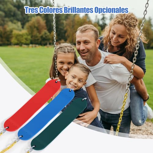 SEXYBIRDS Juego de 3 Asientos de Columpio Resistentes, Juego de Columpios para Jardin, Columpio al Aire Libre con Cadenas revestidas de plástico y mosquetón, Soporte de 440 Libras (Verde, Azul, Rojo)