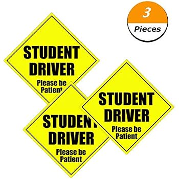 3 Pack Car Magnet Decals For New Drivers 3-Piece 'Please Be Patient' Magnetic Car Signs - Student Driver Bumper Sticker Decals Student Driver Car Magnets