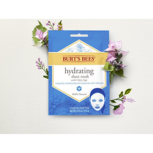 Burt's Bees Hydrating Face Mask, Single Use Sheet Mask, 6 Count