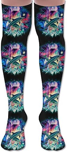 Psychedelic Dolphins Twin Dolphins Watercolor Long Top Casual Over Knee Thigh High Socks Stocking