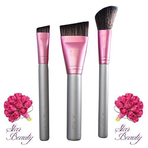 Nose Contour Brush Contouring Makeup Brush Set - Sculpting Blending Real Brush Hair Angled Blush Techniques Dramatic Cheekbones Highlighting Bronzer Palette Powder Concealer Foundation Cream
