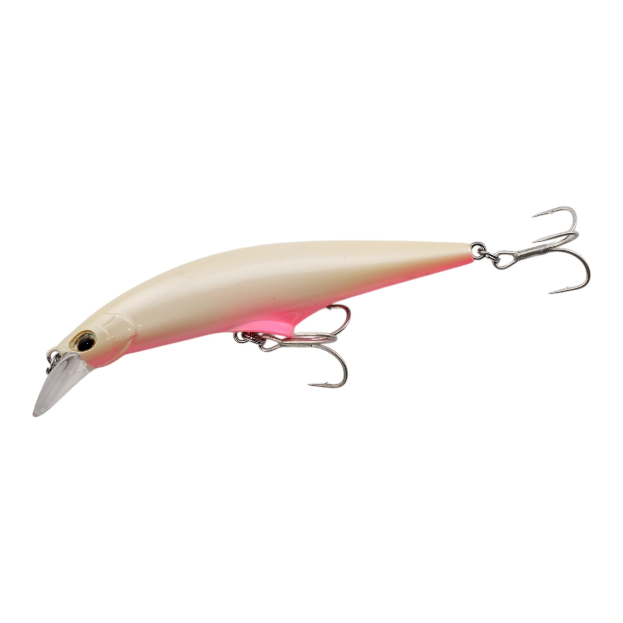 momolures - Tide Control Minnow 95 120 lip in belly system for Bass, Seabass, Salmon lure fishing. (95mm - PEARL WHITE PB)