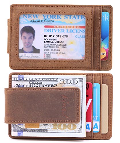 Money Clip, Front Pocket Wallet, Leather RFID Blocking Strong Magnet thin Wallet (one size, Upgrated Version Black Wallet)
