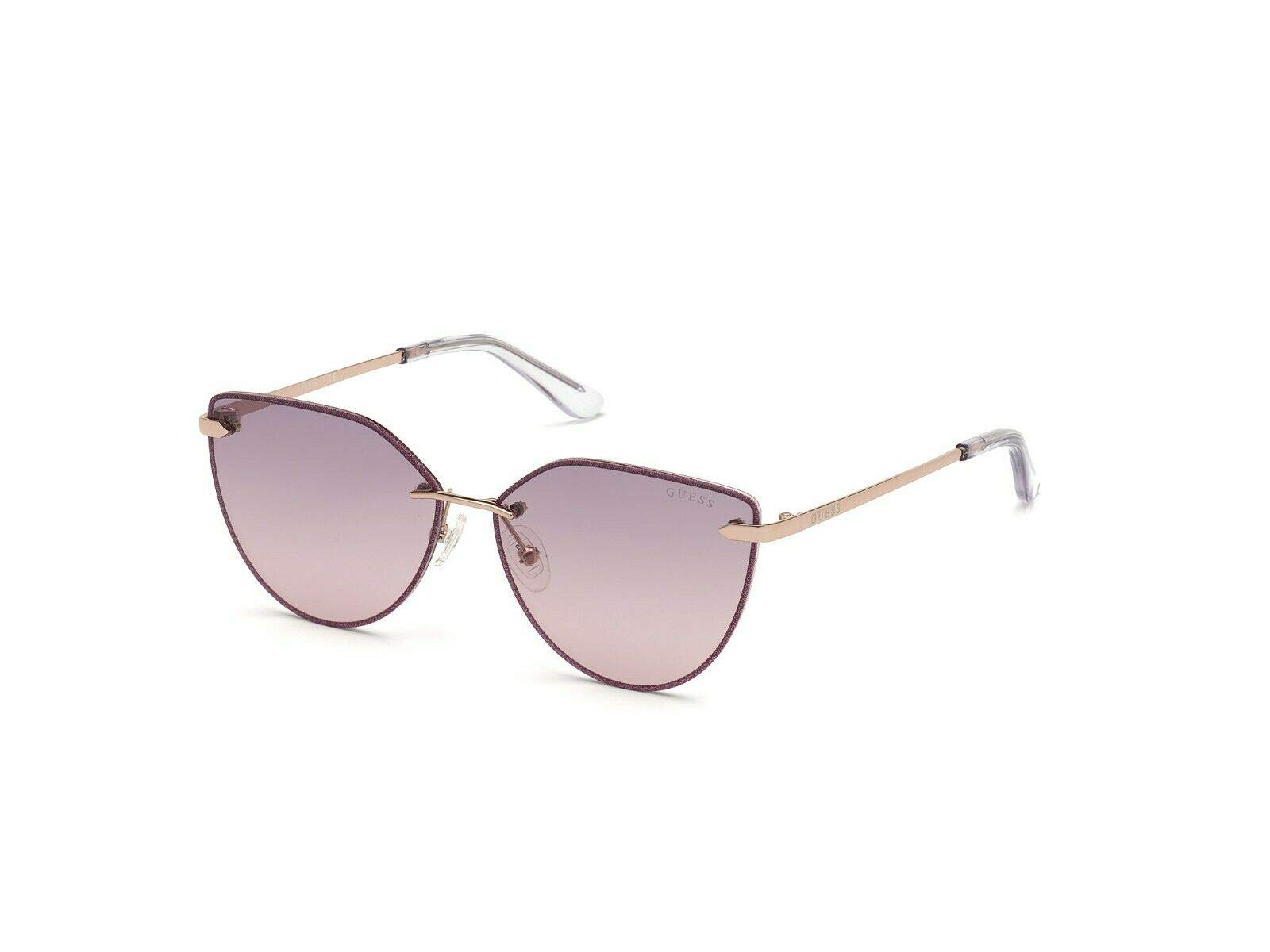 Guess Cateye Women's Sunglasses, Shiny Rose Gold with Purple Gradient Lenses GU7642 28Z Lens 58mm