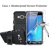 Boonix Case and Screen Protector for Samsung Galaxy J3 2016, J3V, Express Prime, Amp Prime, Galaxy Sol, Sky, J36, J36V, Guard Against Impacts and Drops [Shatterproof Screen Protector + Black Case]