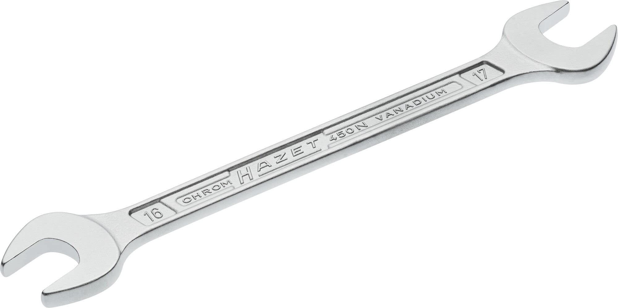 HAZET 450N-16X17 205.7 mm Hexagon Profile Double Open-End Wrench - Chrome-Plated