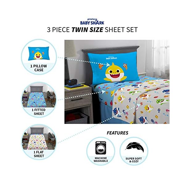 baby shark twin sheet set
