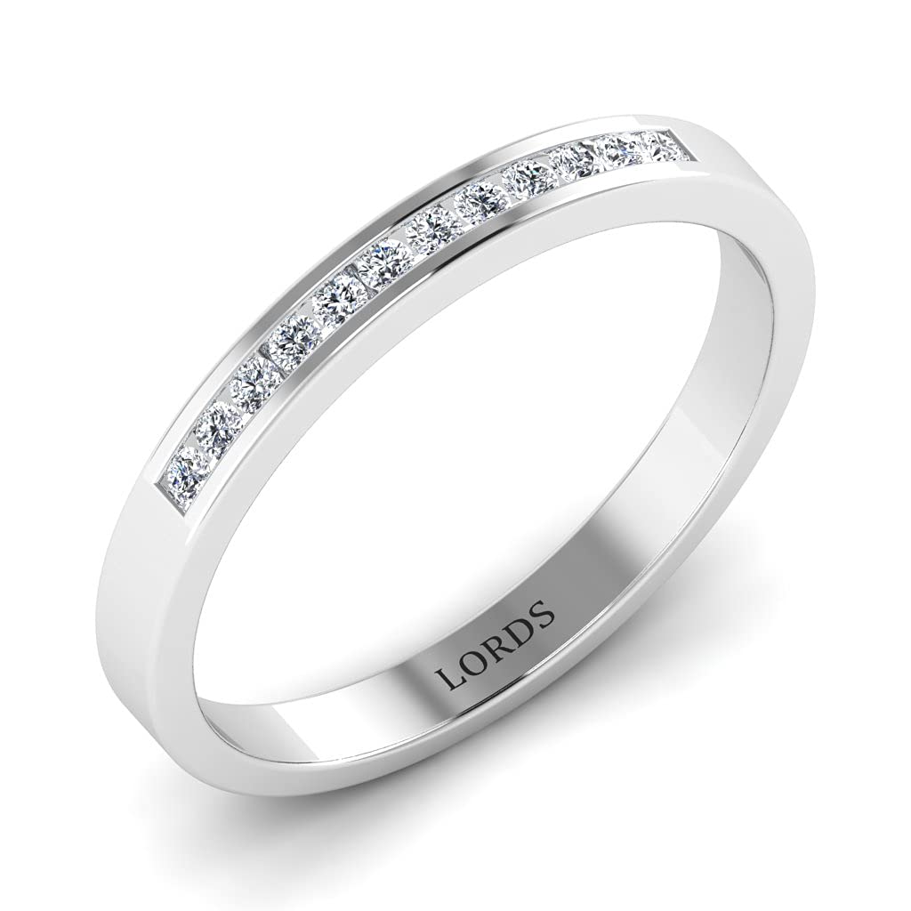 Lords 9ct White Gold Channel Setting Eternity Band Diamond Wedding Ring for Women (9ct White Gold, L)