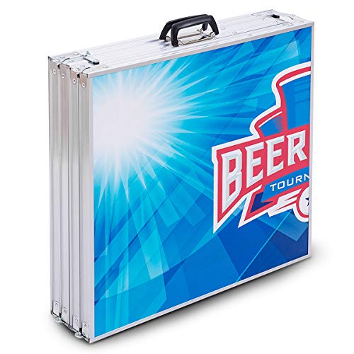 GYMAX Beer Pong Table, 8’ Folding Aluminum Game Party Table (Style A)