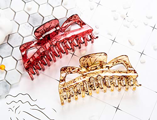 Prettyou 5.5" Large Crystal Plastic Hair Claw Banana Clips for Women,pack of Two (Colorset-No.9)