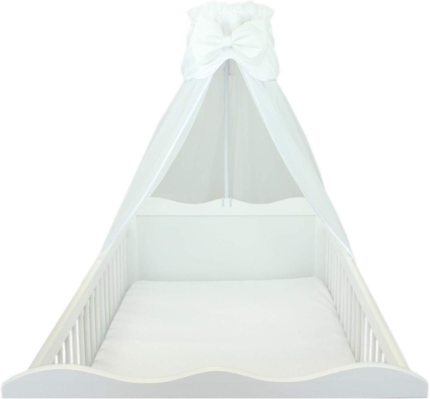 TupTam Baby Cot Canopy with Crown and Bow Chiffon, Pink, ca. 170×240 cm