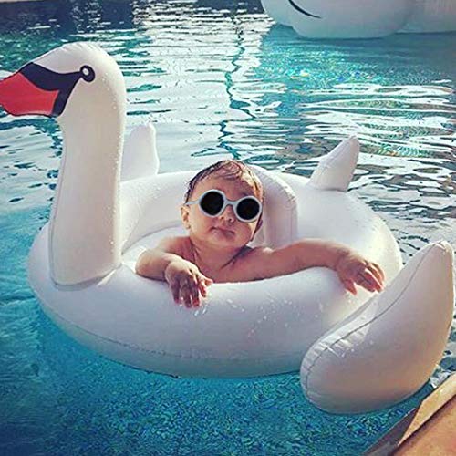 GreaSmart White Swan Baby Pool Float with Canopy Inflatable Swimming Ring Sunshade for Infant Kids Toddler Indoor Outdoor Pool Training Float Ring Pool Toys Fit 8-48 Months Baby