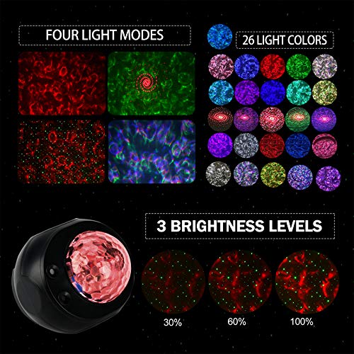 LED26 Colors Star Projector Night Light,Projector with Remote Control & Music Speaker Starry Projector for,Christmas Halloween Gifts,Baby Kids Adults Bedroom/Game Room/Home Theatre (Black)