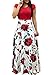 Uinolo Womens Short Sleeve Floral Printed Splicing Color Prom Cocktail Swing Long Maxi Dress