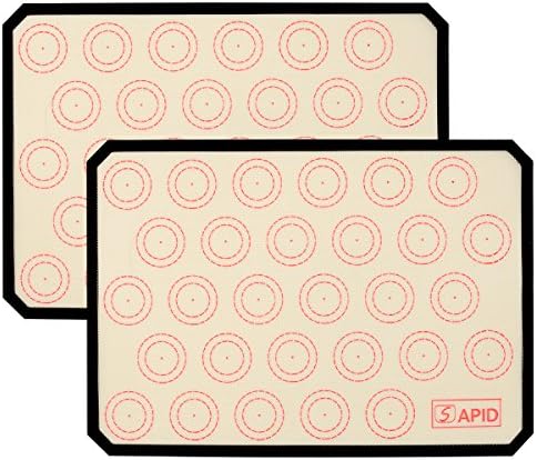 Sapid Silicone Baking Mat Macaron - Non-stick Silicon Cookie Half Sheet Set (2) for Macaroon,Cake,Bread and Pizza Making,16.5" x 11 5/8