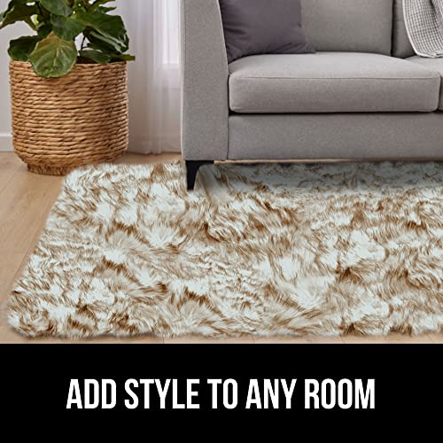 Gorilla Grip Fluffy Faux Fur Area Rug, 4x6, Rubber Backing, Machine Washable Soft Furry Rugs for