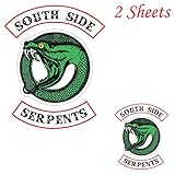 Riverdale Southside Serpents Iron on Patches Fashion Appliques Heat Transfer Stickers for Women Men Kids Jacket Shirts Clothing DIY Decoration A-Level Washable Stickers (2 Sheets)