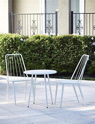 COSCO Outdoor Living 3 Piece Cottage Bistro Steel Patio Furniture Set, White