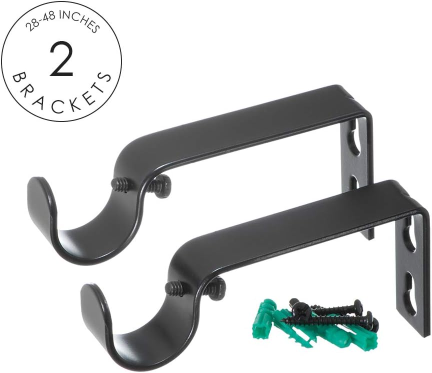 Ivilon Drapery Treatment Window Curtain Rod - Acrylic Ball 1 inch Pole. 28 to 48 Inch. Black: Home & Kitchen