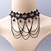 SUMAJU Lace Choker Necklace,Elegant Black Collar Fabric Handmade Tassel Beads Resin Necklaces