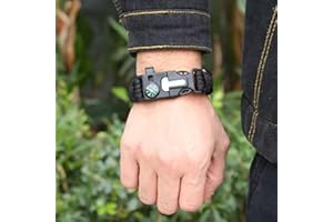 5-in-1 Bracelet with Compass, Whistle, Fire, Cutting Tool, and Emergency Rope, for Hiking and Camping