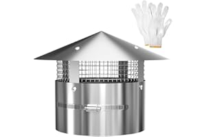 folconroad 8 Inch Round Chimney Cap, 8 Inch Tapered Top Chimney Cap with Screen, 0.27x0.27 Inch Mesh Screen, 8 Inch Chimney Cap with Fastening Device, Stovepipe Finial, Stainless Steel