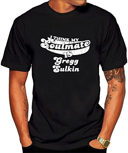 Men's I Think My Soulmate is Gregg Sulkin Funny Actor Worn Look T-Shirt S Black
