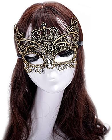 Venusvi Masquerade Mask Halloween Venetian Style Black Eye Mask Elegant Prom Luxury Eye mask for Sexy Lady Girl (Black)