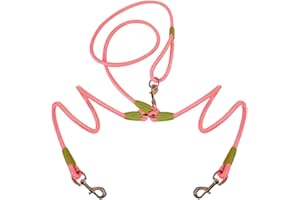 pawstrip Hands Free Dog Leash 2 Dogs Reflective Dog Double Leash Dual Leashes for Two Dogs Heavy Duty Crossbody Dog Leash with Coupler Large Medium Small Dogs Training Leash (Pink)