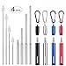 [Updated] 4 Pack Portable Collapsible Reusable Straws - Telescopic Stainless Steel Metal Travel Straw Drinking with Case, Cleaning Brush and Keychain, by Huameilong(Sliver, Black, Blue,Red)