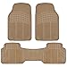 BDK Heavy Duty Rubber Floor Mats - Universal for Car Truck SUV - Full 3pc Set in Beige